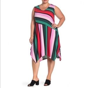 West Kei V-Neck Striped Asymmetrical Midi Dress